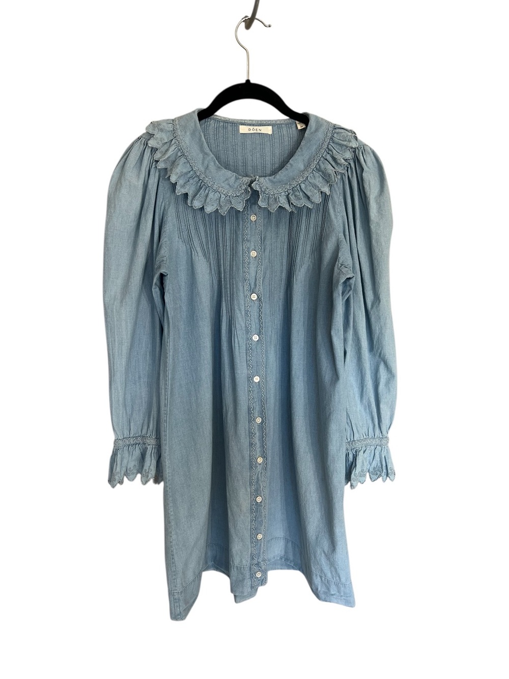 Doen Wing mini shirt dress in Parisian Chambray blue cottage core romantic M - Picture 2 of 16